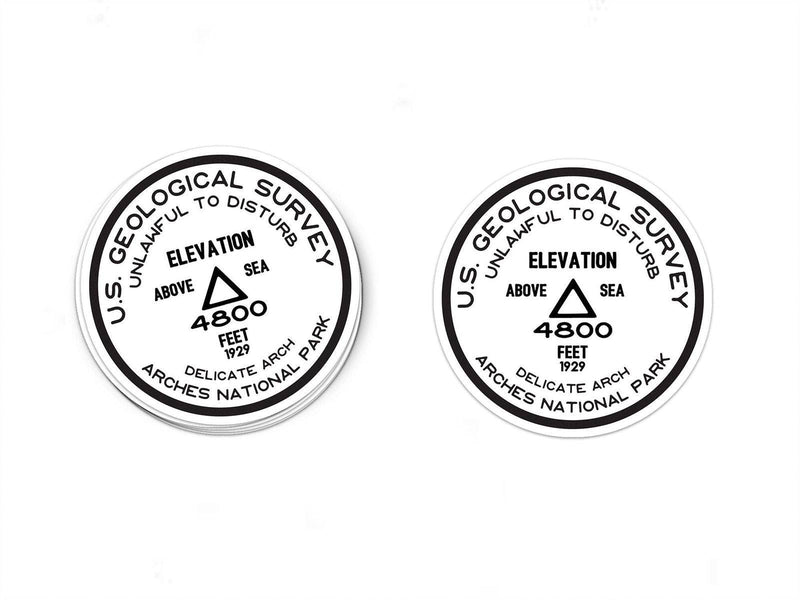 Arches National Park Sticker | Delicate Arch USGS Benchmark Sticker - Albion Mercantile Co.