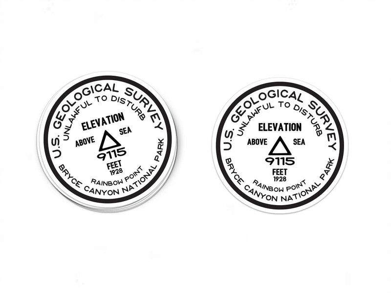 Bryce Canyon National Park Sticker | Rainbow Point USGS Benchmark Sticker - Albion Mercantile Co.