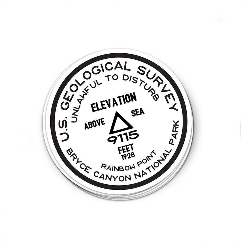 Bryce Canyon National Park Sticker | Rainbow Point USGS Benchmark Sticker - Albion Mercantile Co.
