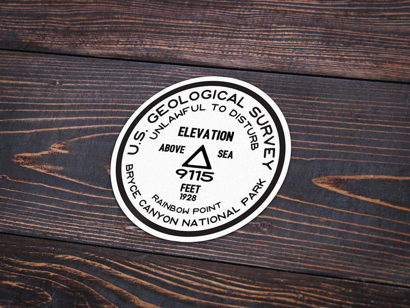 Bryce Canyon National Park Sticker | Rainbow Point USGS Benchmark Sticker - Albion Mercantile Co.