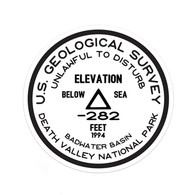 Death Valley National Park Sticker | Badwater Basin USGS Benchmark Sticker - Albion Mercantile Co.