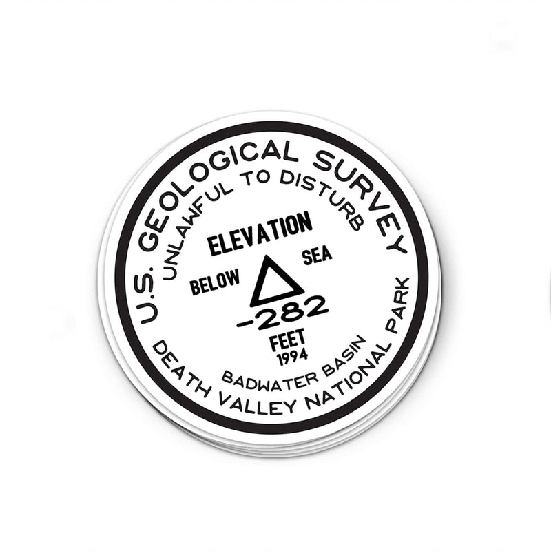Death Valley National Park Sticker | Badwater Basin USGS Benchmark Sticker - Albion Mercantile Co.