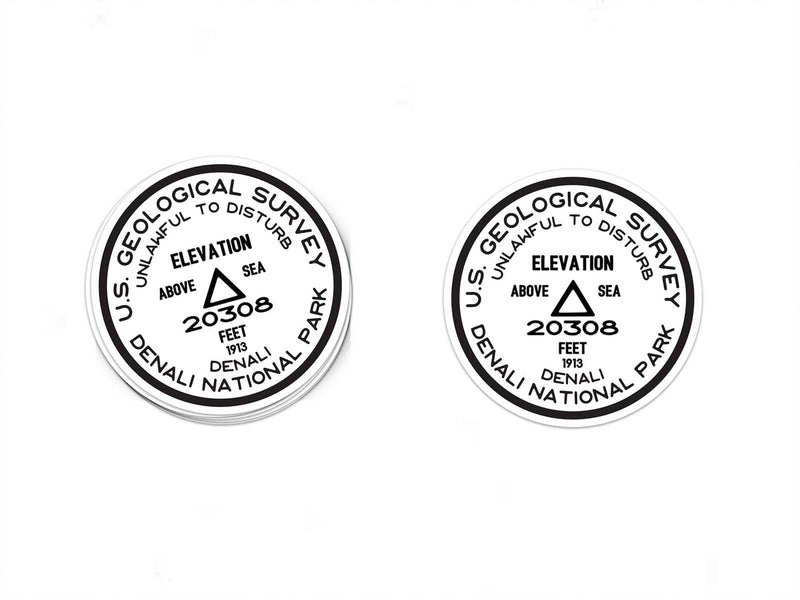 Denali National Park Sticker | Denali USGS Benchmark Sticker - Albion Mercantile Co.