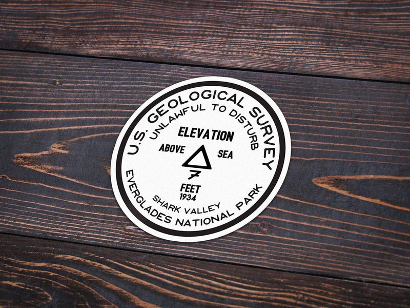 Everglades National Park Sticker | Shark Valley USGS Benchmark Sticker - Albion Mercantile Co.
