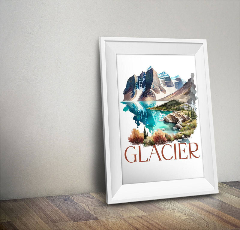 Glacier National Park Poster | Watercolor National Park Poster - Albion Mercantile Co.