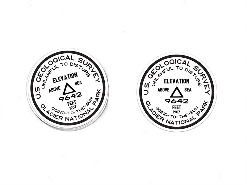 Glacier National Park Sticker | Going To The Sun USGS Benchmark Sticker - Albion Mercantile Co.