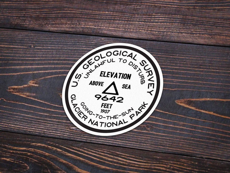 Glacier National Park Sticker | Going To The Sun USGS Benchmark Sticker - Albion Mercantile Co.