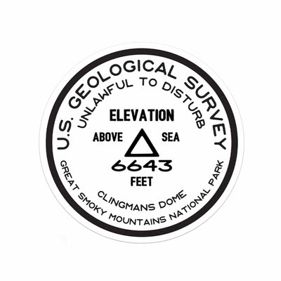 Great Smoky Mountains National Park Sticker | Clingmans Dome USGS Benchmark Sticker - Albion Mercantile Co.