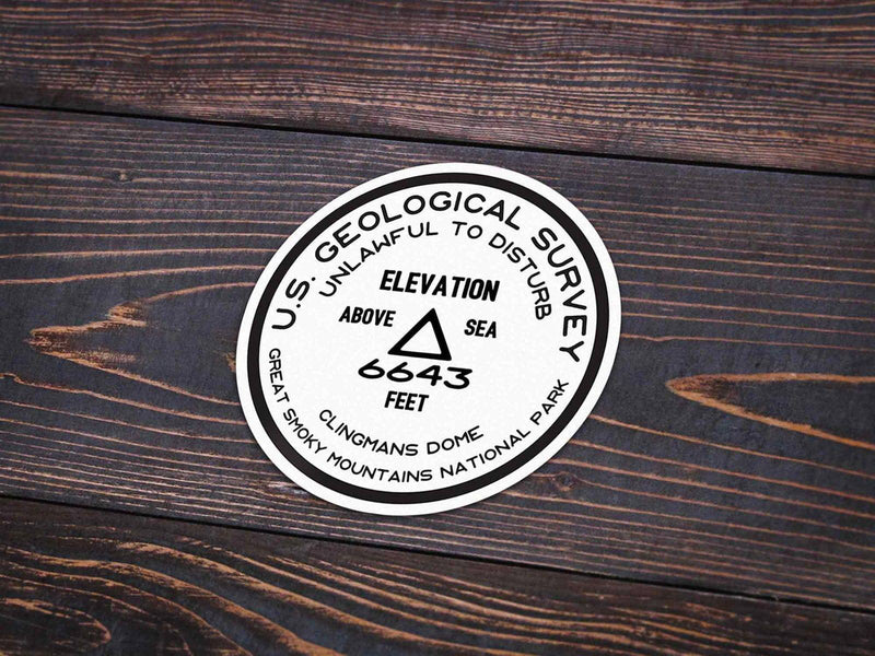 Great Smoky Mountains National Park Sticker | Clingmans Dome USGS Benchmark Sticker - Albion Mercantile Co.