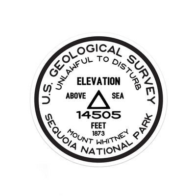 Sequoia National Park Sticker | Mount Whitney USGS Benchmark Sticker - Albion Mercantile Co.