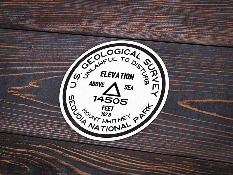 Sequoia National Park Sticker | Mount Whitney USGS Benchmark Sticker - Albion Mercantile Co.