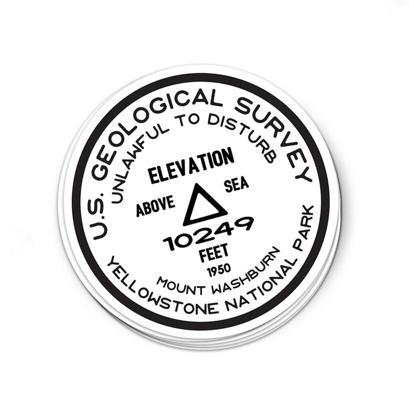 Yellowstone National Park Sticker | Mount Washburn USGS Benchmark Sticker - Albion Mercantile Co.