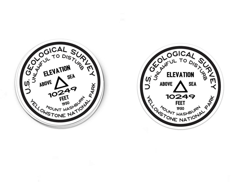 Yellowstone National Park Sticker | Mount Washburn USGS Benchmark Sticker - Albion Mercantile Co.