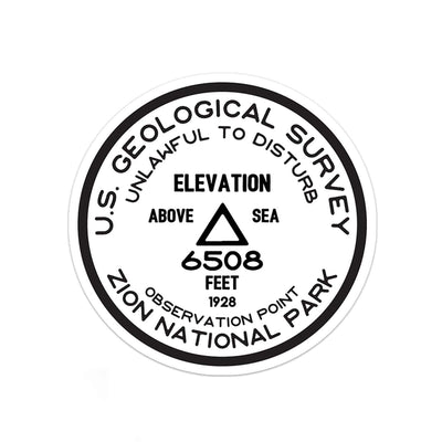Zion National Park Sticker | Observation Point USGS Benchmark Sticker - Albion Mercantile Co.