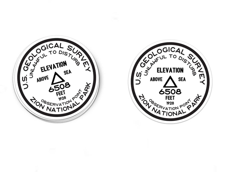 Zion National Park Sticker | Observation Point USGS Benchmark Sticker - Albion Mercantile Co.