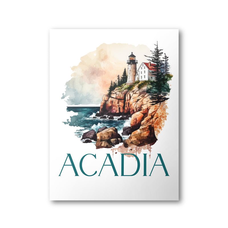 Acadia National Park Poster | Watercolor National Park Poster