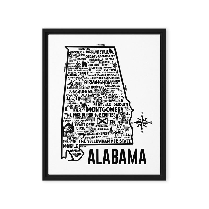 Alabama Framed Canvas Print - Albion Mercantile Co.