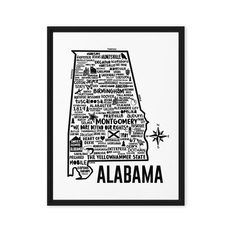 Alabama Framed Canvas Print - Albion Mercantile Co.