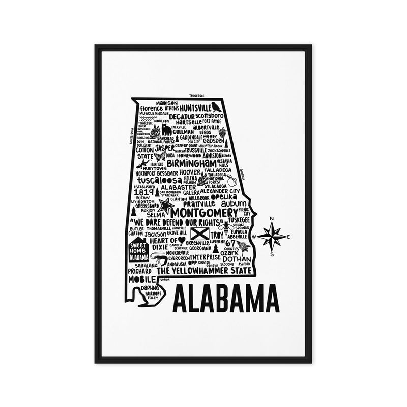 Alabama Framed Canvas Print - Albion Mercantile Co.