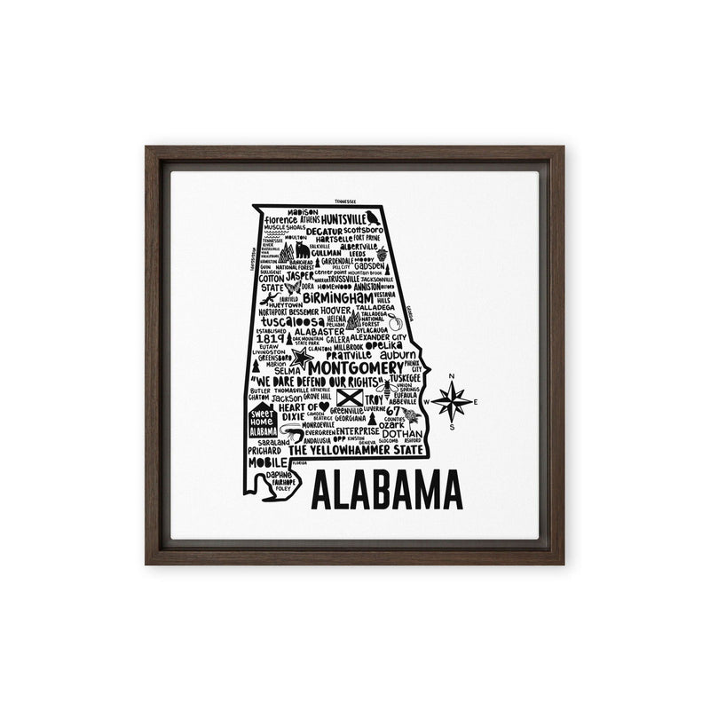 Alabama Framed Canvas Print - Albion Mercantile Co.