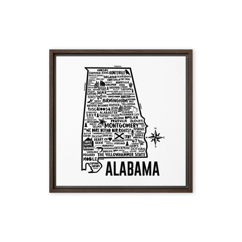 Alabama Framed Canvas Print - Albion Mercantile Co.