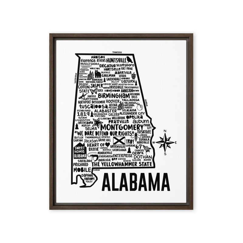 Alabama Framed Canvas Print - Albion Mercantile Co.