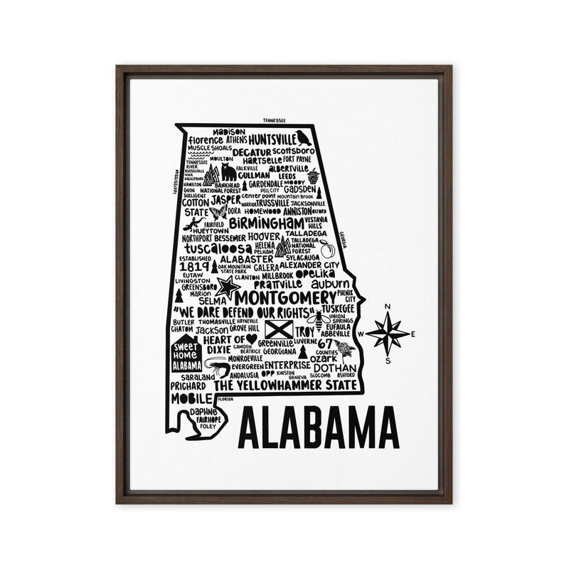 Alabama Framed Canvas Print - Albion Mercantile Co.