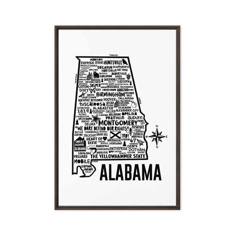 Alabama Framed Canvas Print - Albion Mercantile Co.