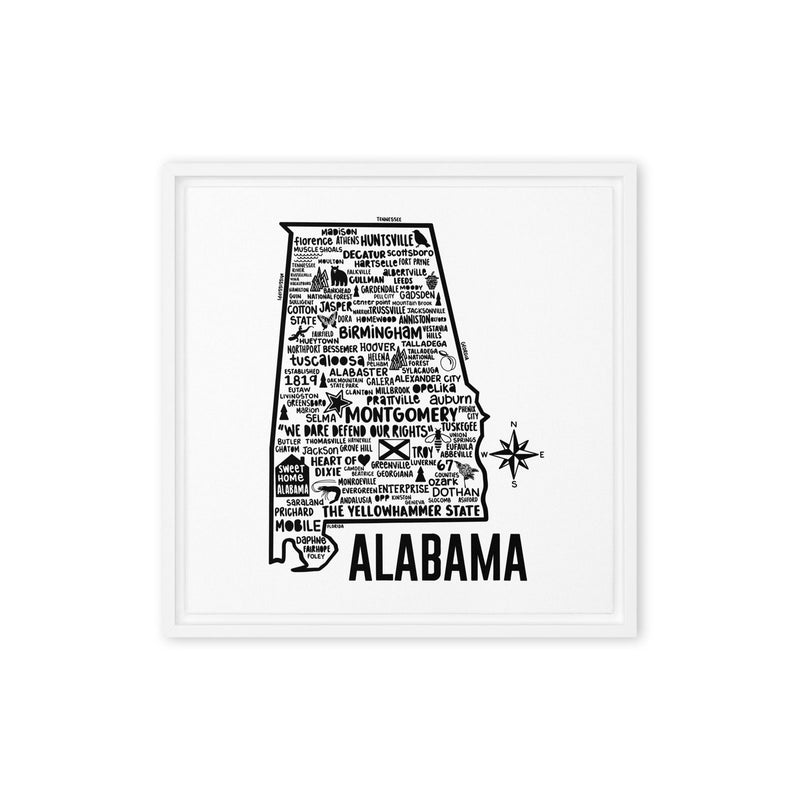 Alabama Framed Canvas Print - Albion Mercantile Co.