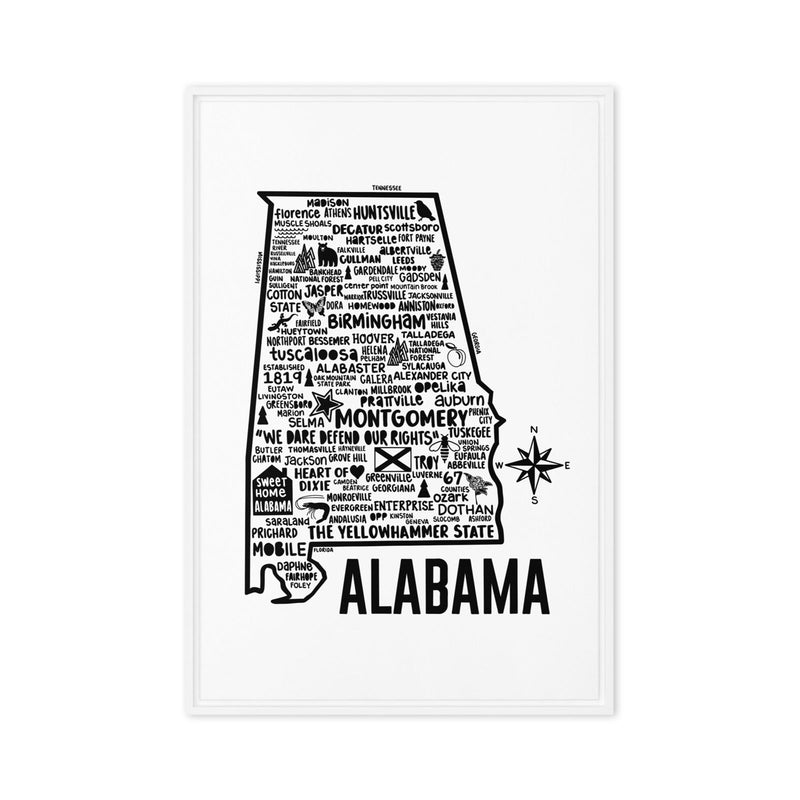 Alabama Framed Canvas Print - Albion Mercantile Co.