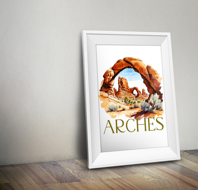 Arches National Park Poster | Watercolor National Park Poster