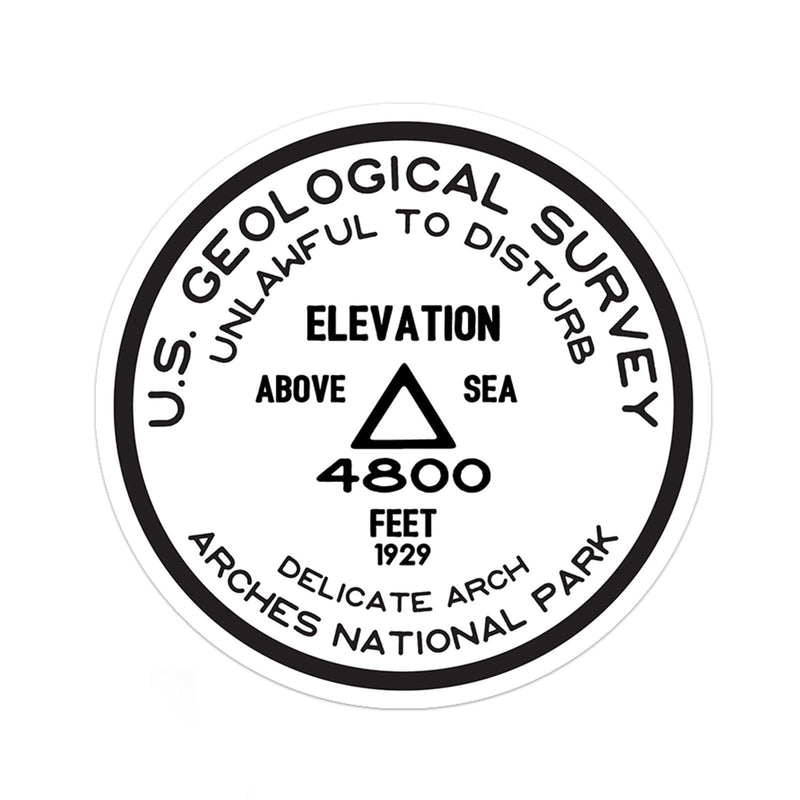 Arches National Park Sticker | Delicate Arch USGS Benchmark Sticker - Albion Mercantile Co.