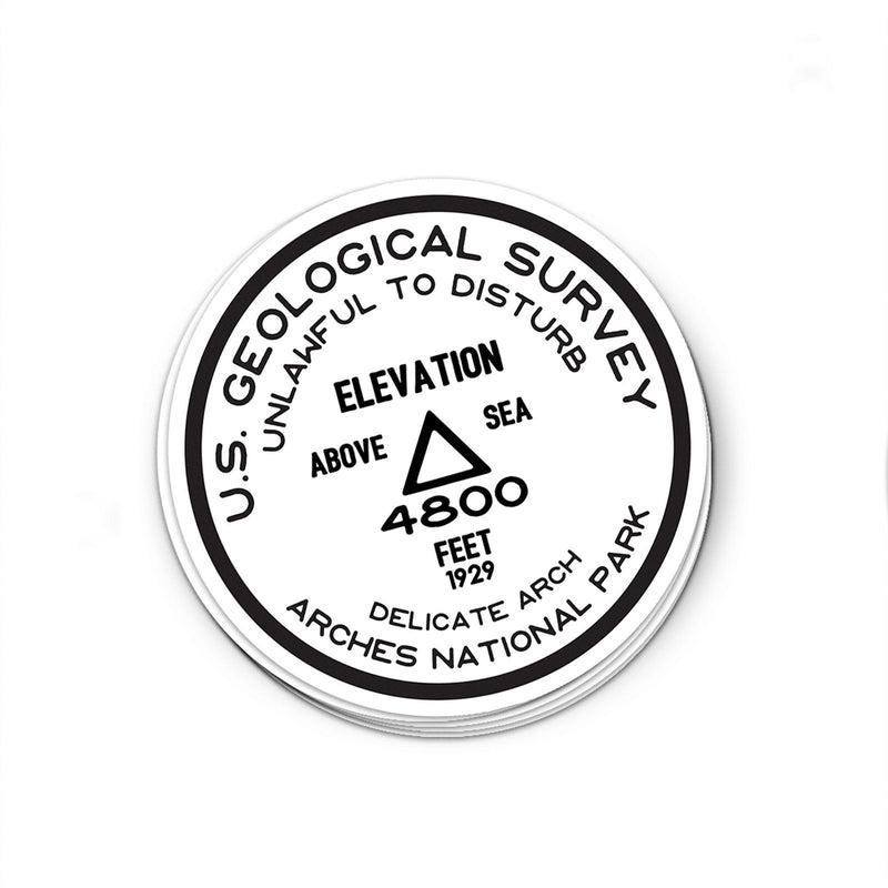 Arches National Park Sticker | Delicate Arch USGS Benchmark Sticker - Albion Mercantile Co.