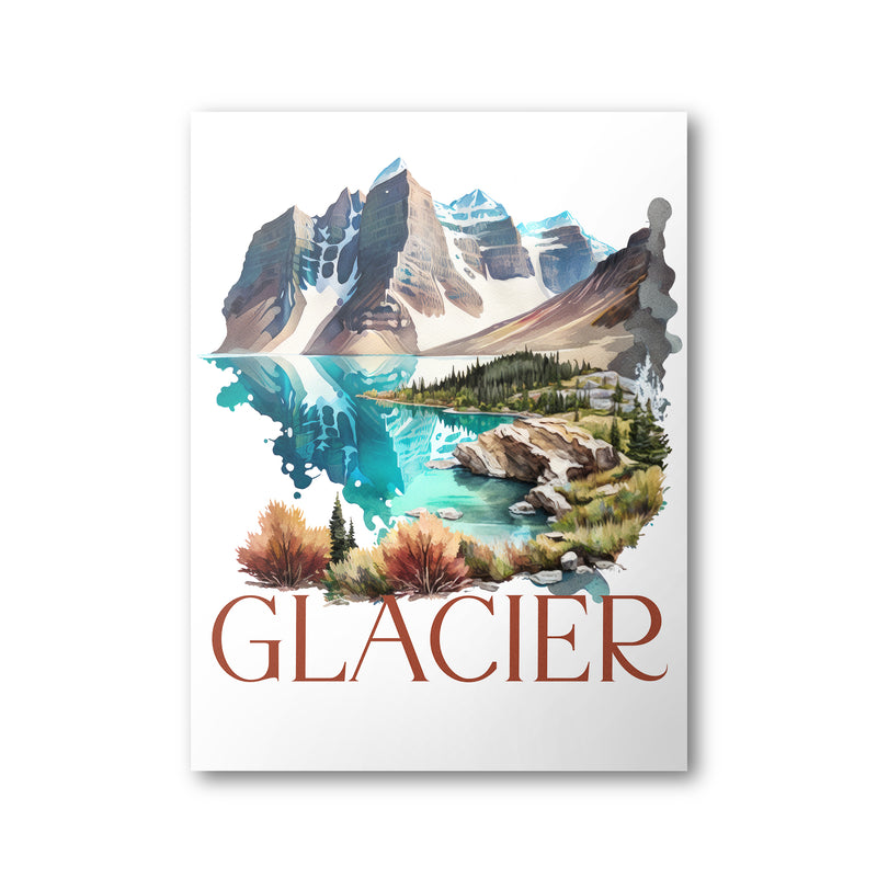 Glacier National Park Poster | Watercolor National Park Poster