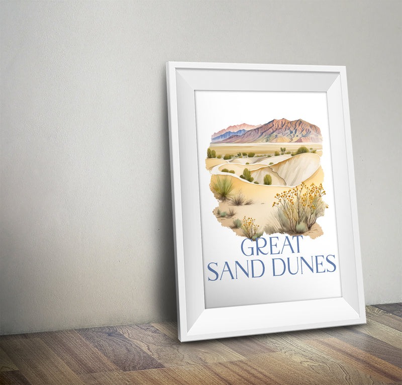 Great Sand Dunes National Park Poster | Watercolor National Park Poster