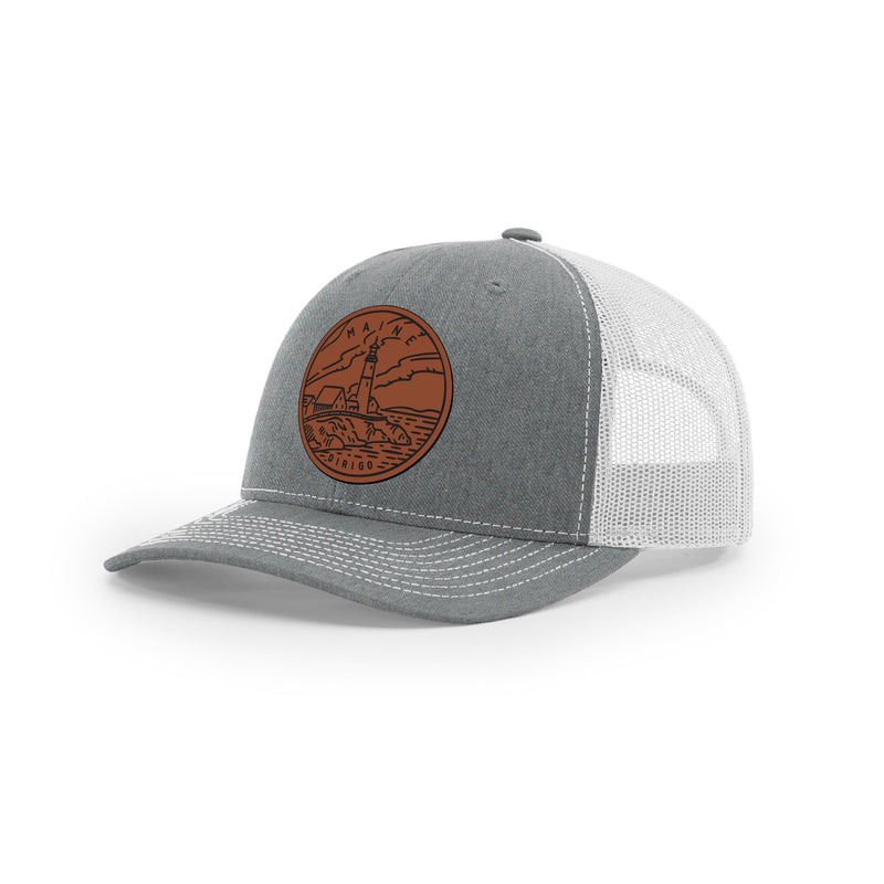 Maine Hat | Leather Patch Hat | Trucker Hat