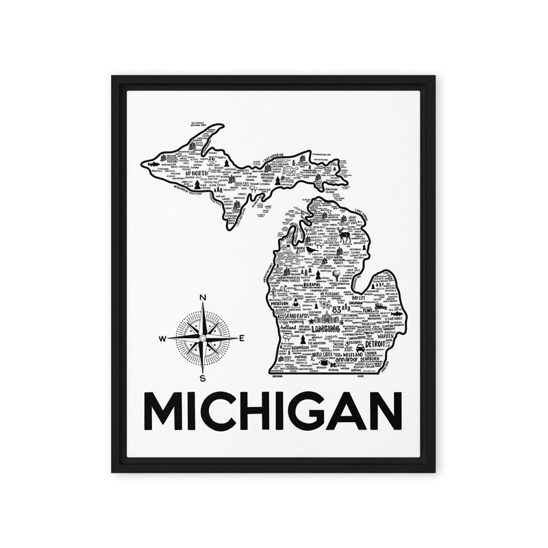 Michigan Framed Canvas Print - Albion Mercantile Co.