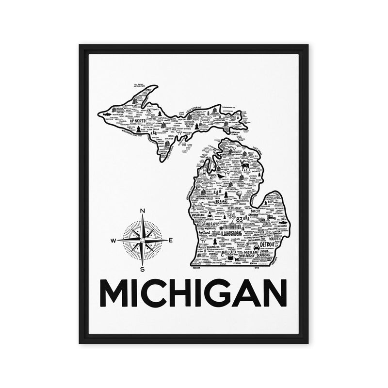 Michigan Framed Canvas Print - Albion Mercantile Co.