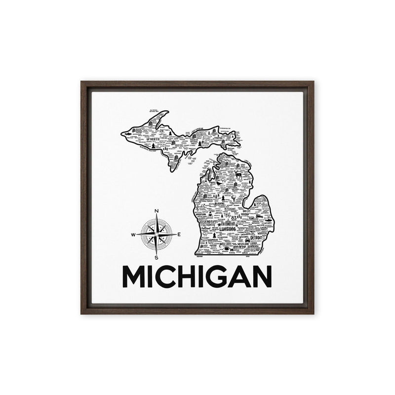 Michigan Framed Canvas Print - Albion Mercantile Co.