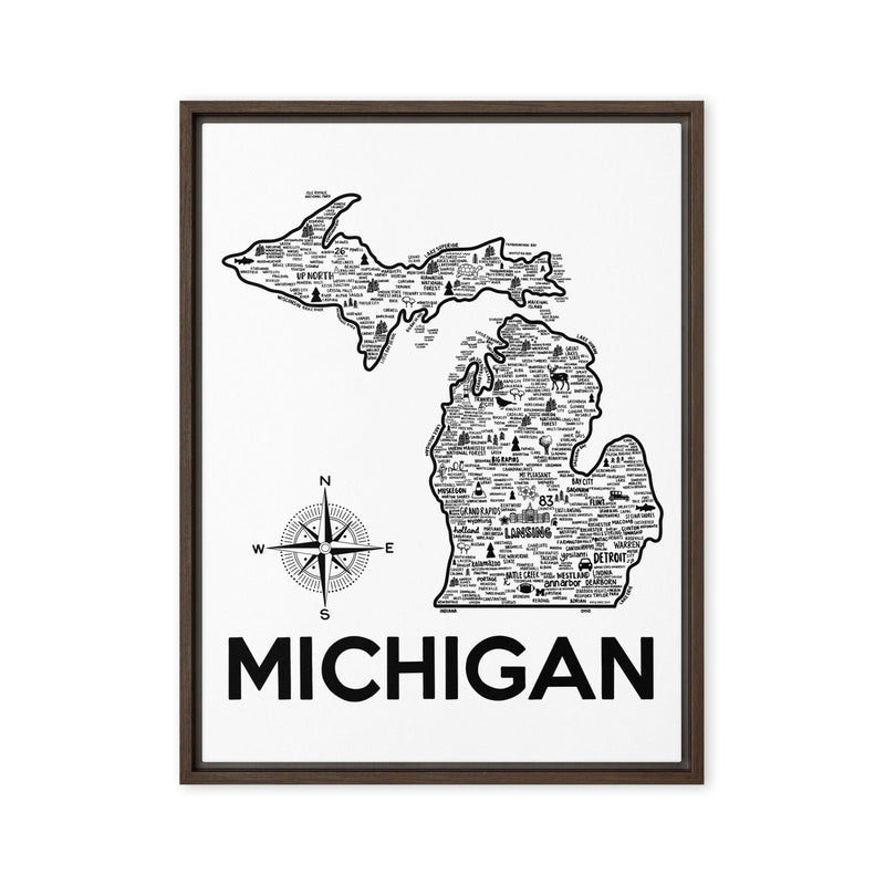 Michigan Framed Canvas Print - Albion Mercantile Co.