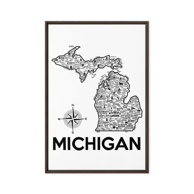 Michigan Framed Canvas Print - Albion Mercantile Co.