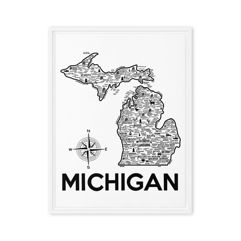 Michigan Framed Canvas Print - Albion Mercantile Co.