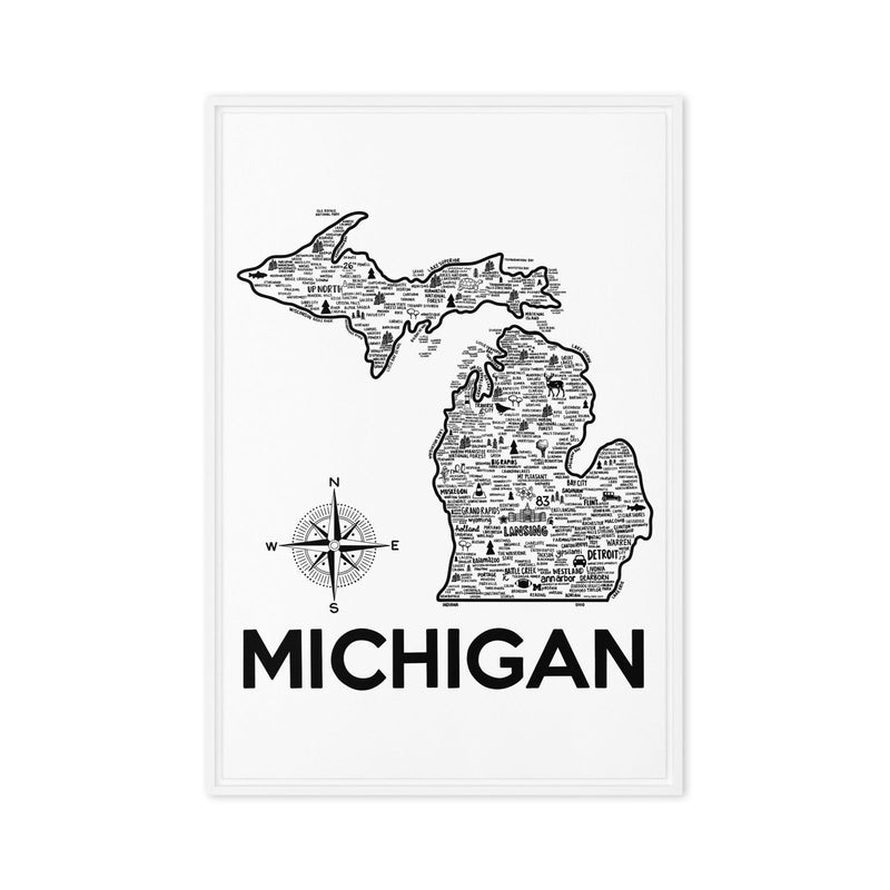 Michigan Framed Canvas Print - Albion Mercantile Co.