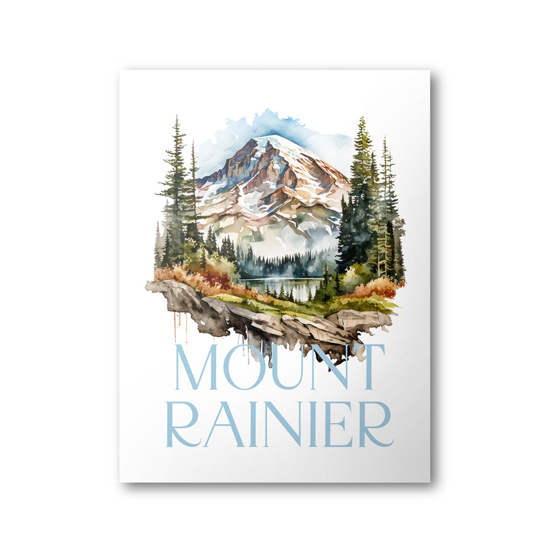 Mount Rainier National Park Poster | Watercolor National Park Poster