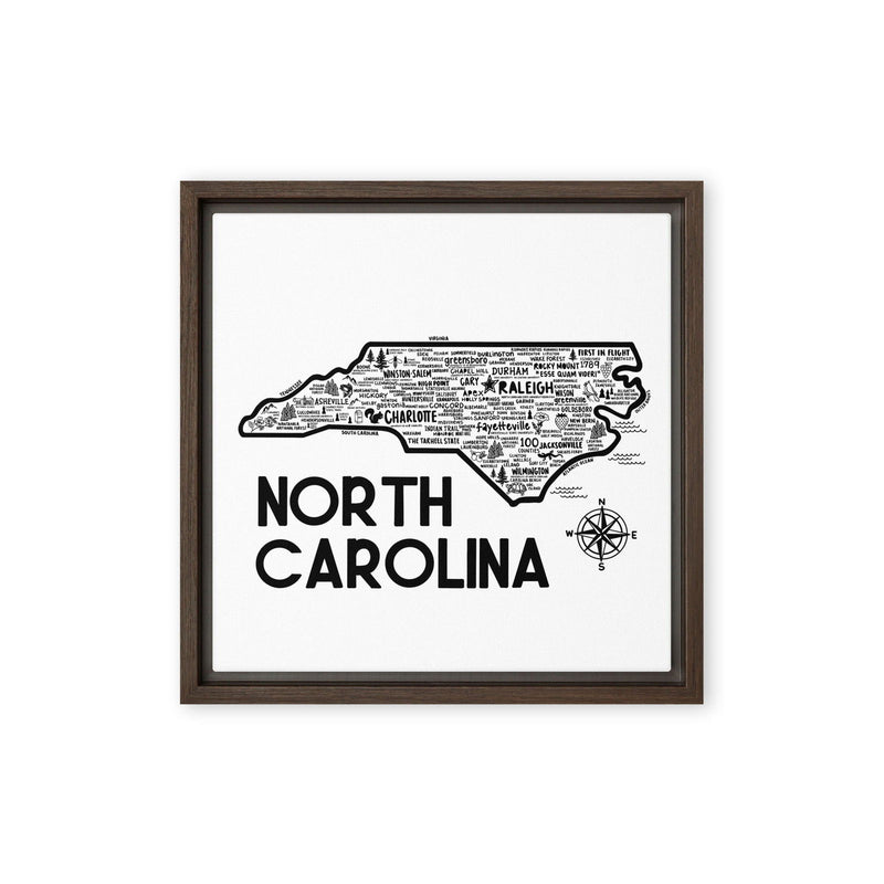 North Carolina Framed Canvas Print - Albion Mercantile Co.