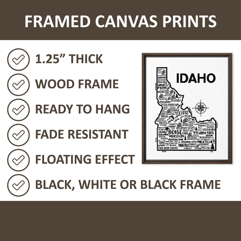 North Dakota Framed Canvas Print - Albion Mercantile Co.