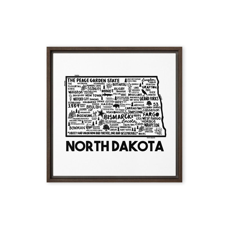 North Dakota Framed Canvas Print - Albion Mercantile Co.