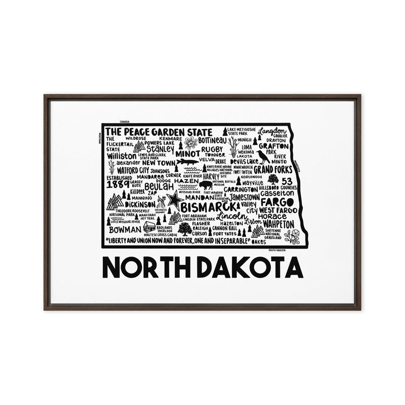 North Dakota Framed Canvas Print - Albion Mercantile Co.