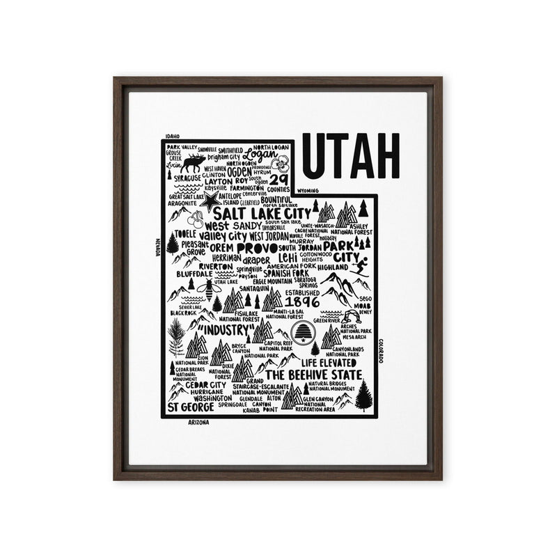 Utah Framed Canvas Print - Albion Mercantile Co.