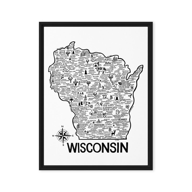 Wisconsin Framed Canvas Print - Albion Mercantile Co.